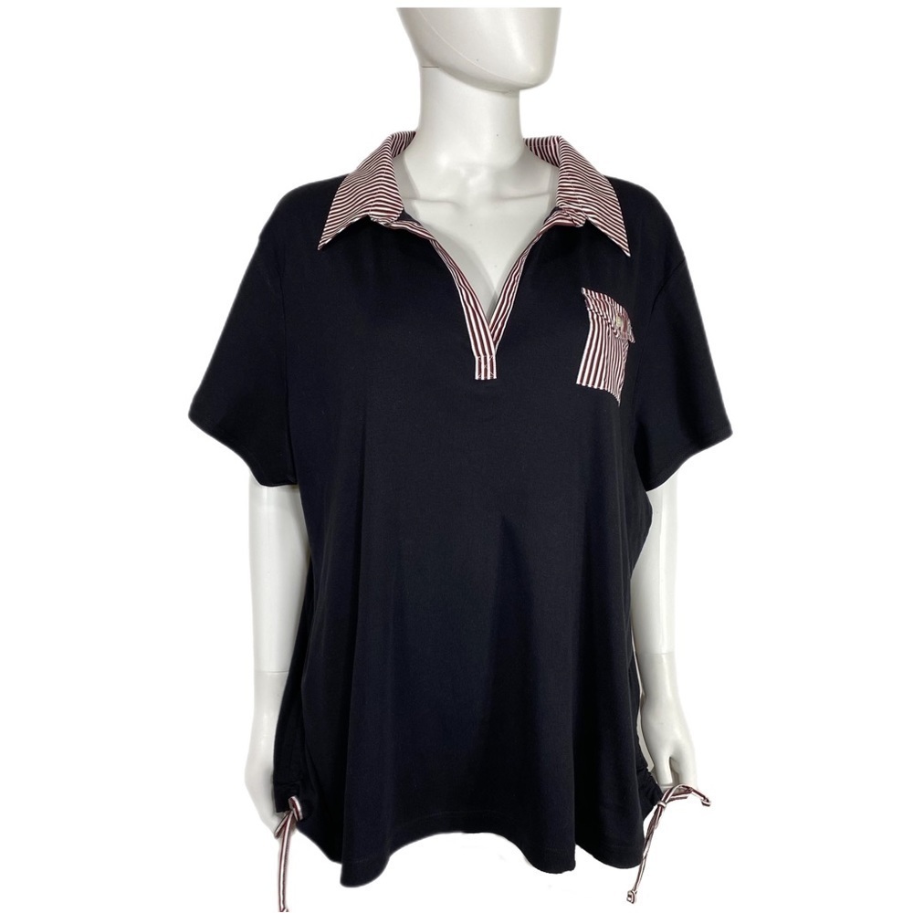 Fashion Bug Woman’s Striped Pocket & Collar Polo Shirt